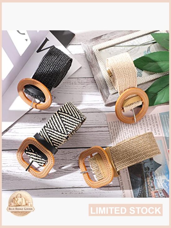 Straw Woven Waist Dress Belt and Boho Earrings Set - 8 Piece Ladies Accessory main image 5